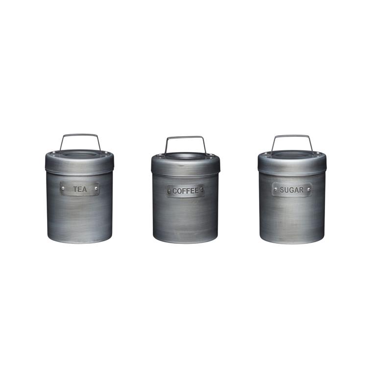 Industrial Kitchen Canisters Vintage Style Metal – Set 3pcs
