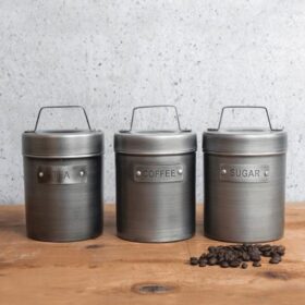 Industrial Kitchen Canisters Vintage Style Metal – Set 3pcs