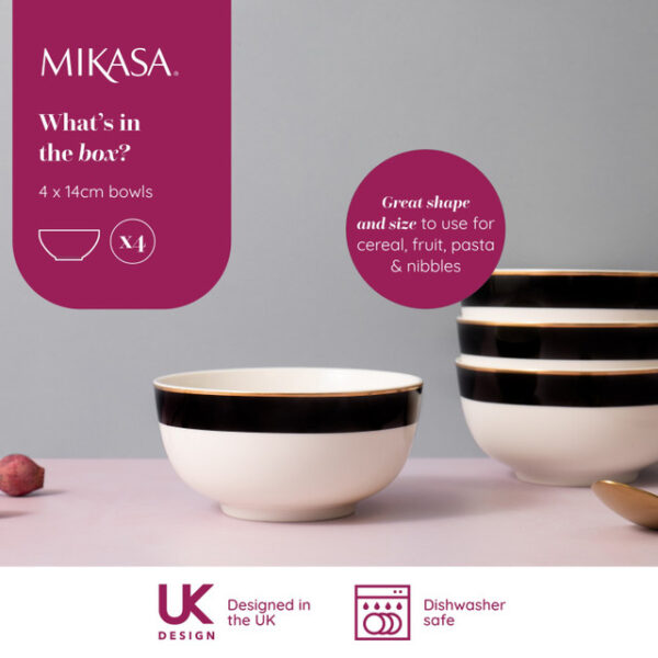 Mikasa Luxe Deco China Cereal Bowl 14cm Set - 4pcs - White