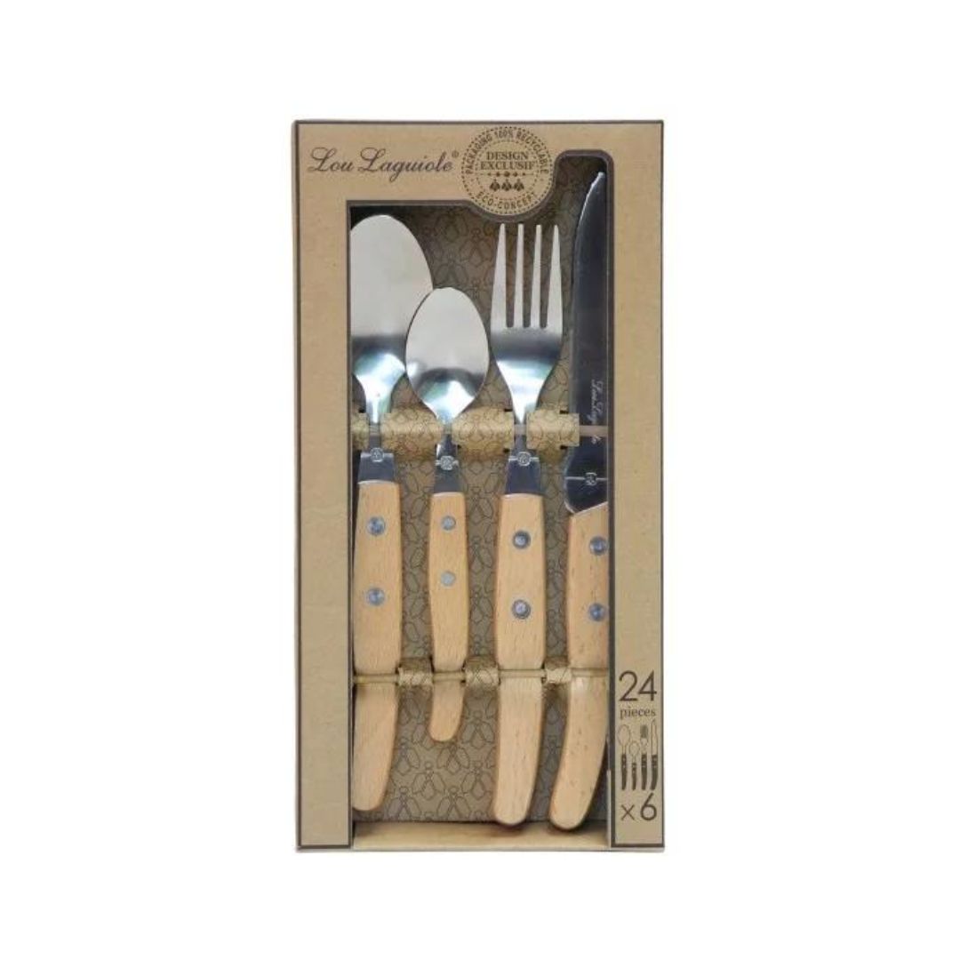 Amefa Lou Laguiole Canopee Cutlery Set - 24pcs - Wood
