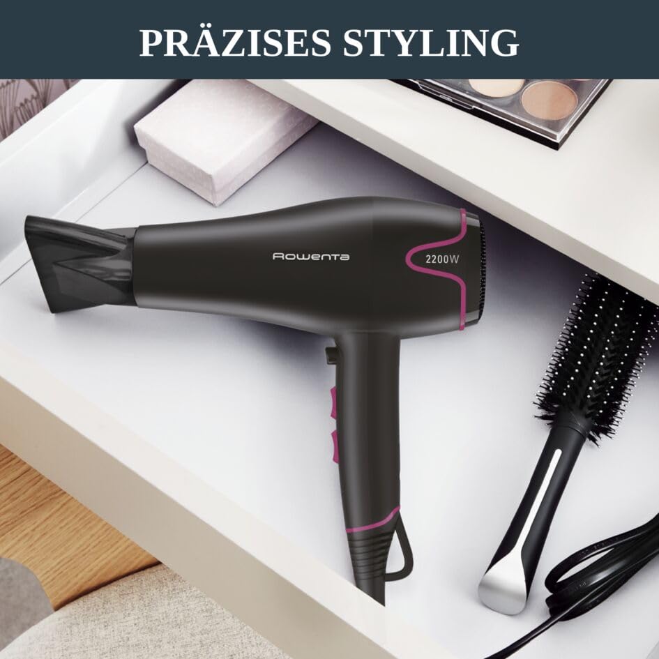 Rowenta Hair Dryer Elite Motion Dry | 2200W | Black/Pink