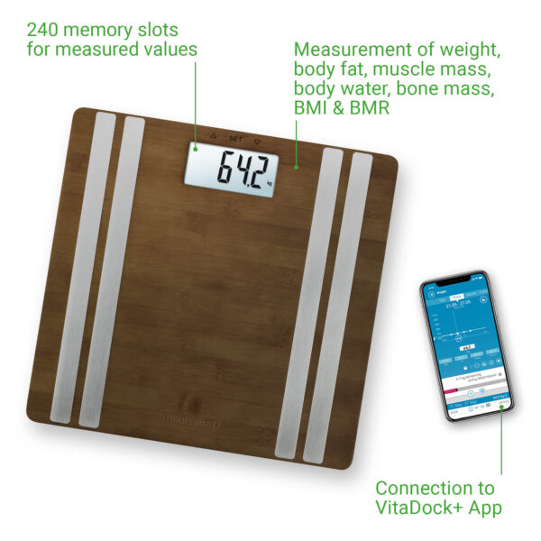 Medisana BS552 Connect Body Analysis Scale - Bamboo