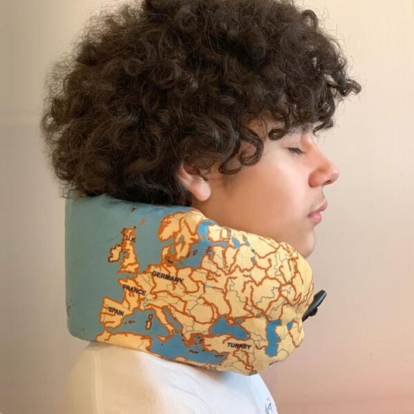 Kikkerland Inflatable Neck Pillow - Map