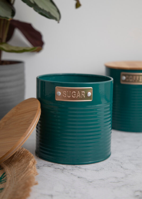 KitchenCraft Tea Coffee Sugar Canister 1L 3pcs. - Teal