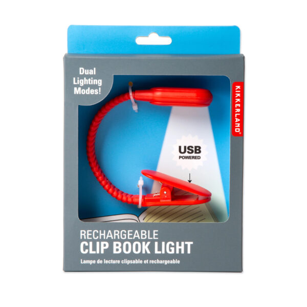 Kikkerland Rechargeable Clip Book Light - Red