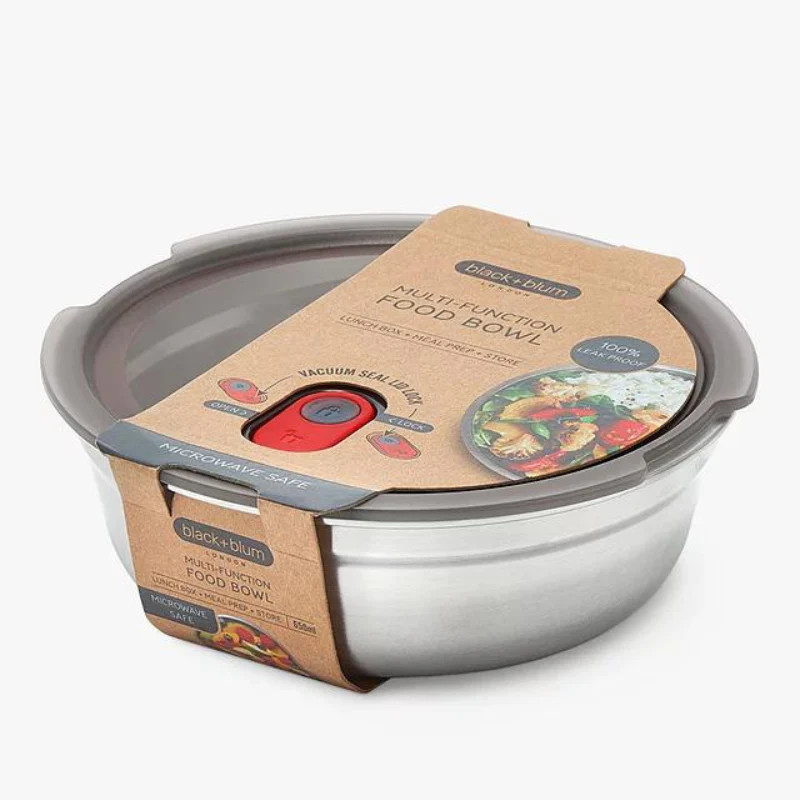 Black + Blum Steel Food Bowl | Grey/Red | Small