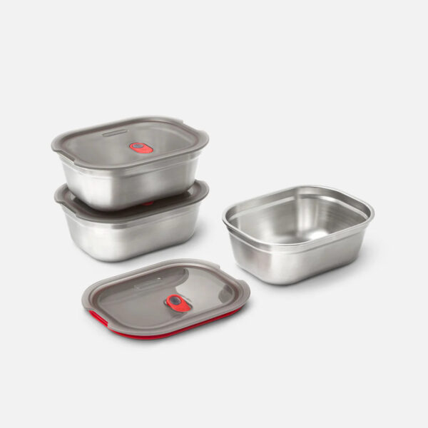 Black + Blum Steel Food Box | Grey/Red | Small