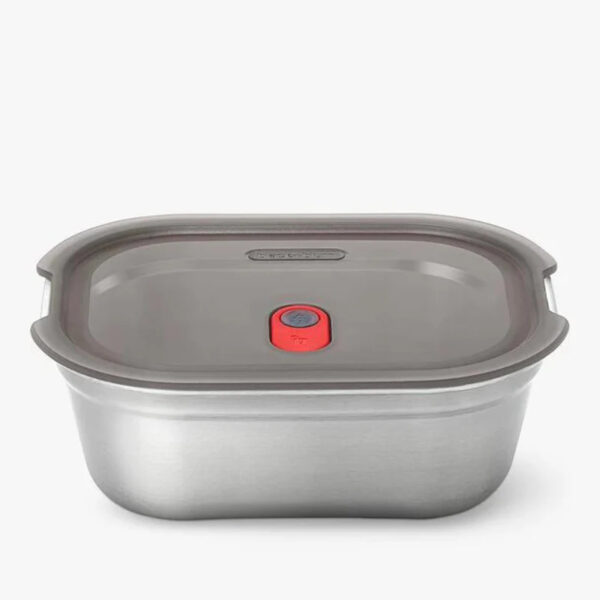 Black-Blum-Steel-Food-Box-Grey-Red-Large