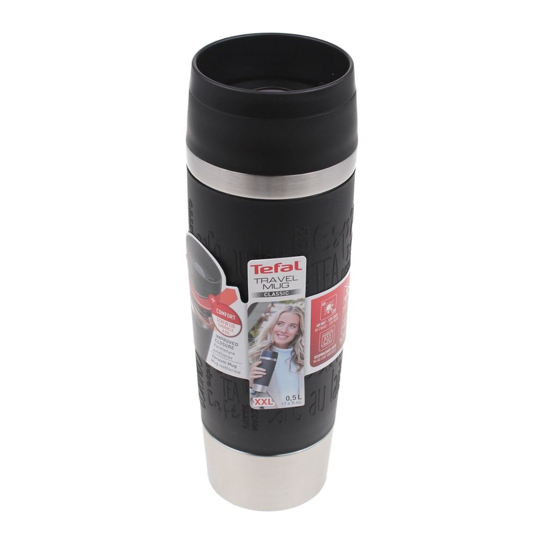 Tefal Classic Travel Mug Stainless Steel - 0.5L - Black