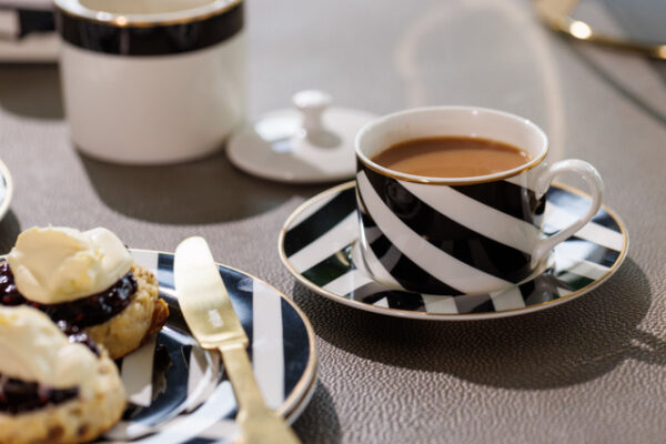 Mikasa Luxe Deco China Tea Cups Set - 2pc - Geometric Black/White