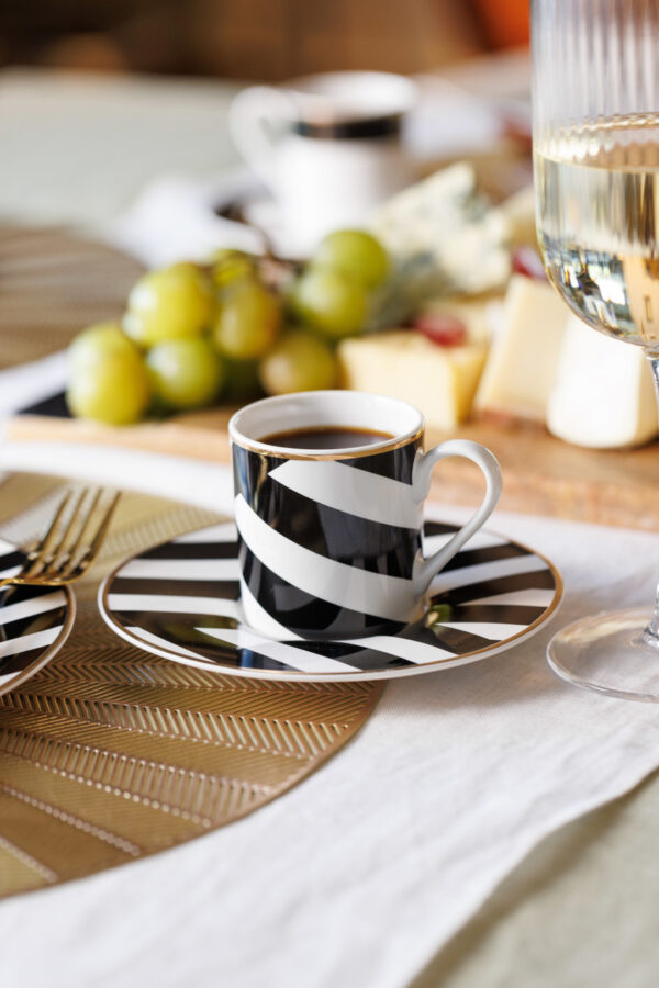 Mikasa Luxe Deco China Espresso Cups Set - 2pc - Geometric Black/White