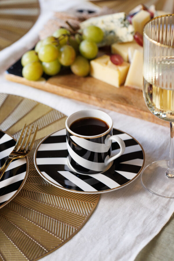 Mikasa Luxe Deco China Espresso Cups Set - 2pc - Geometric Black/White