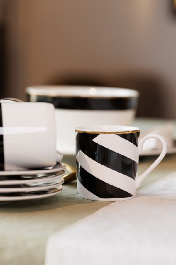 Mikasa Luxe Deco China Espresso Cups Set - 2pc - Geometric Black/White