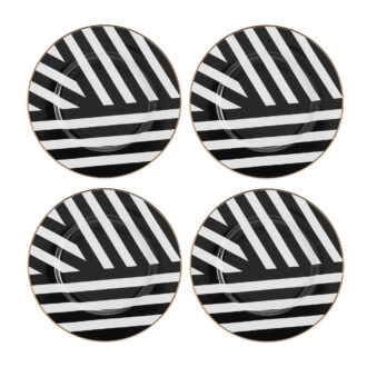 Mikasa Luxe Deco China Side Plate 21cm Set - 4pc - Geometric Black/White