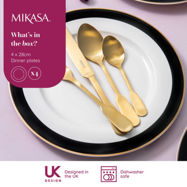 Take it back to the 1920s this season with the Mikasa Luxe Deco 4-Piece Dinner Plate Set.