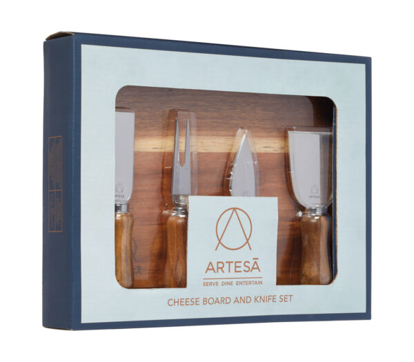 Artesà Acacia Wood Cheese Board & Knife Set - 5pcs.