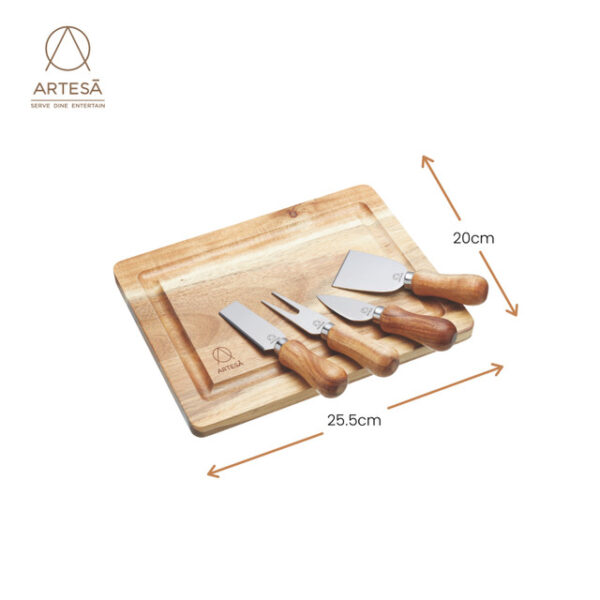 Artesà Acacia Wood Cheese Board & Knife Set - 5pcs.