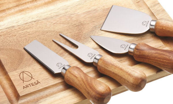 Artesà Acacia Wood Cheese Board & Knife Set - 5pcs.