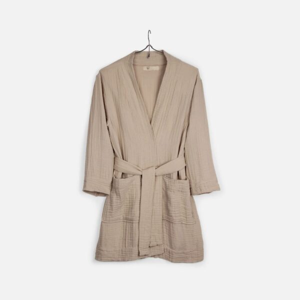 Walra Spring Bath Robe | S/M | Light Muslin Cotton | Taupe