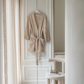 Walra Spring Bath Robe | L/XL | Light Muslin Cotton | Taupe