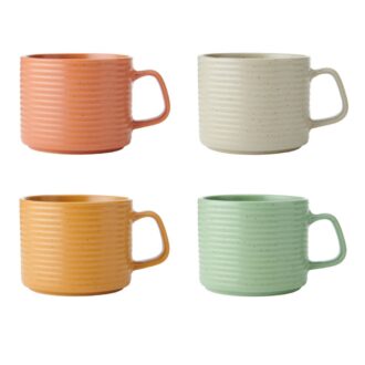 KitchenCraft Idilica Stacking Stoneware Mugs - Set 4pcs | 400ml