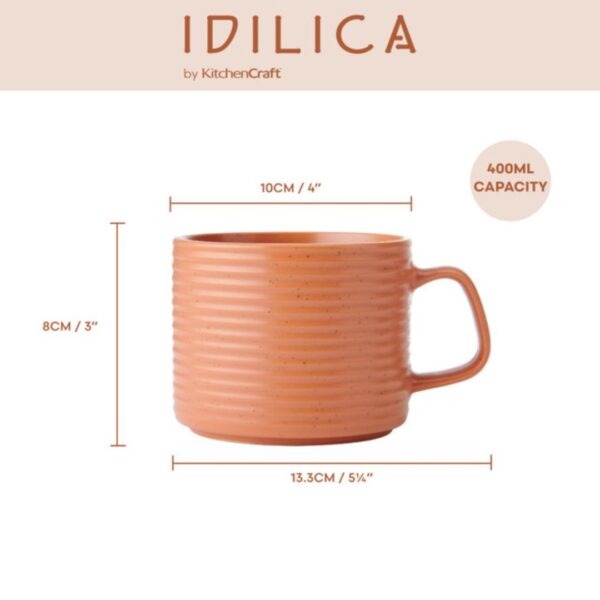 KitchenCraft Idilica Stacking Stoneware Mugs - Set 4pcs | 400ml