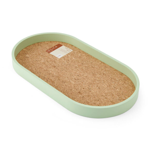 KitchenCraft Idilica Oval Serving Tray with Cork Veneer Base - 38x20cm