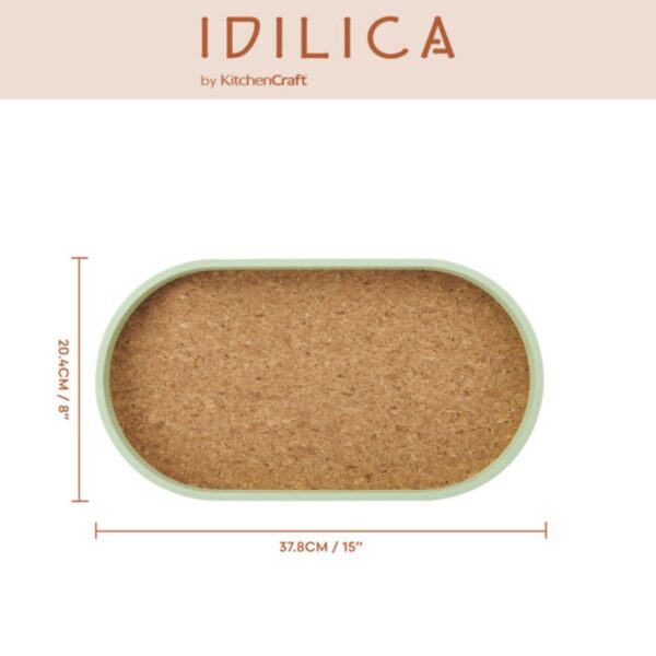 KitchenCraft Idilica Oval Serving Tray with Cork Veneer Base - 38x20cm