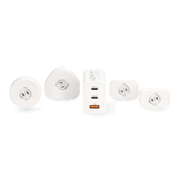 Nedis Travel Adapter | Universal GaN | Power Delivery 65 W | 4 Plugs | White