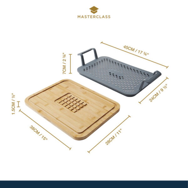 MasterClass Roast & Rest Set with Handles | Silicone | Wood | 2pcs.