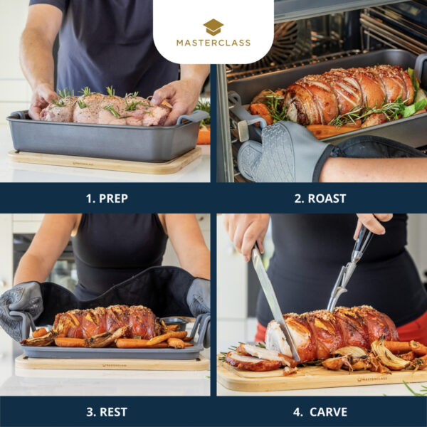 MasterClass Roast & Rest Set with Handles | Silicone | Wood | 2pcs.