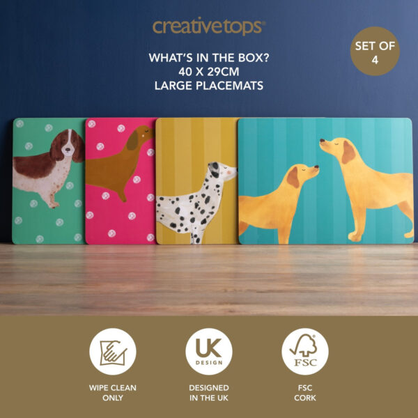 Creative Tops Large Premium Placemats Set - Dog Print