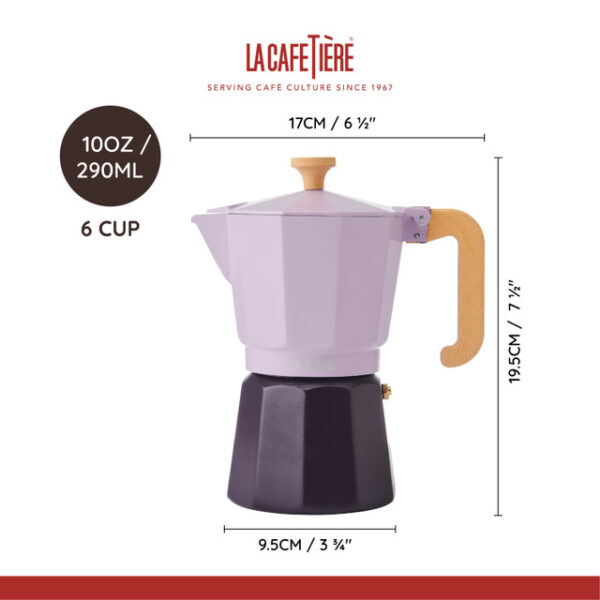 La Cafetière Venice Aluminium Espresso Maker 6-Cup - Purple 2 Tone