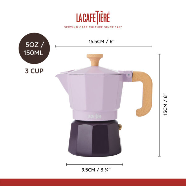 La Cafetière Venice Aluminium Espresso Maker 3-Cup - Purple 2 Tone