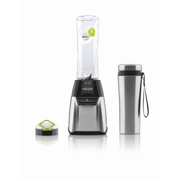 Haeger Sports Stainless Steel Blender | 350W | Cup 600ml | Thermos 450ml
