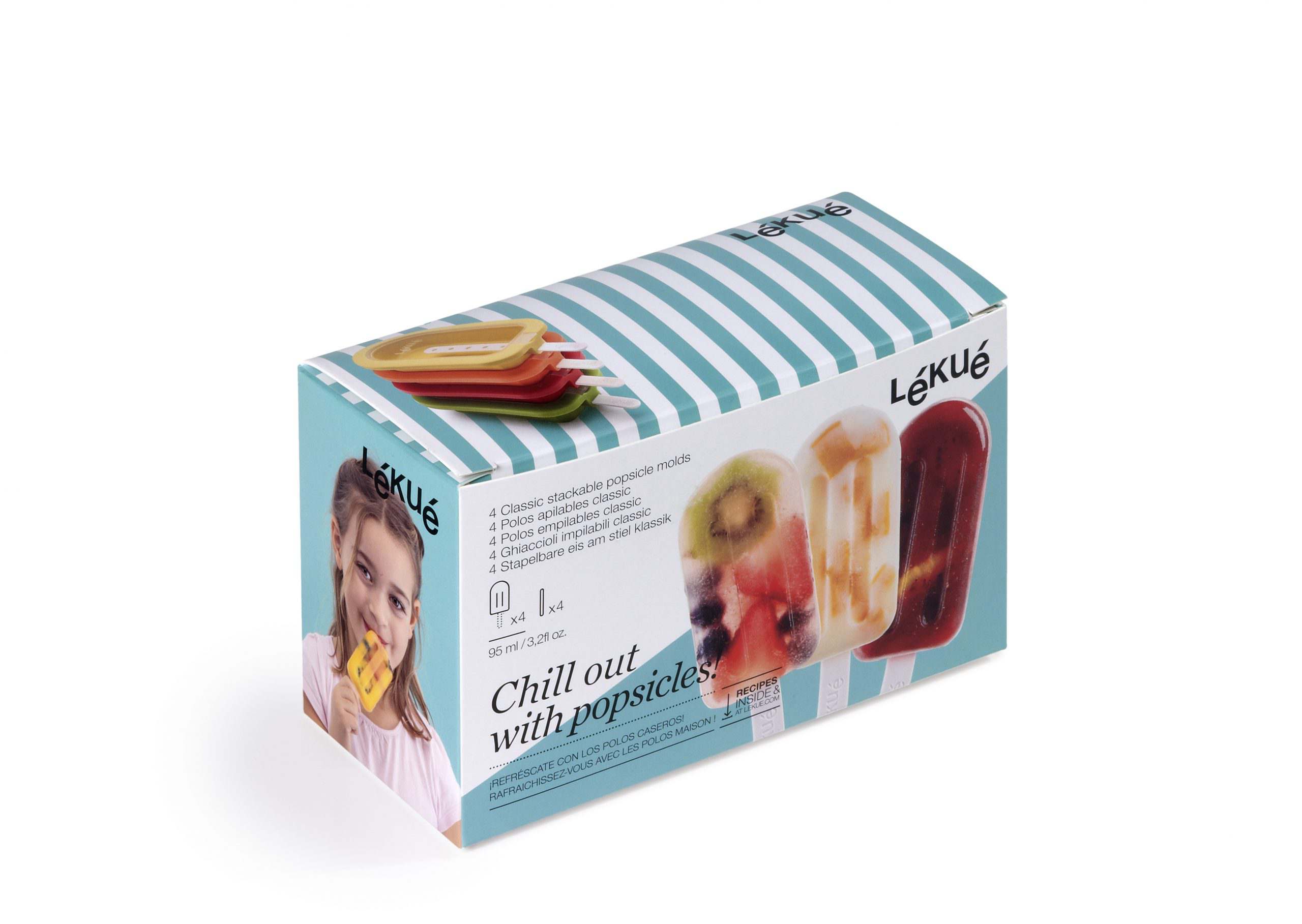 Lékué Ice Cream Moulds Set | Classic | Lolly | Stackable | 4pcs. - Image 4
