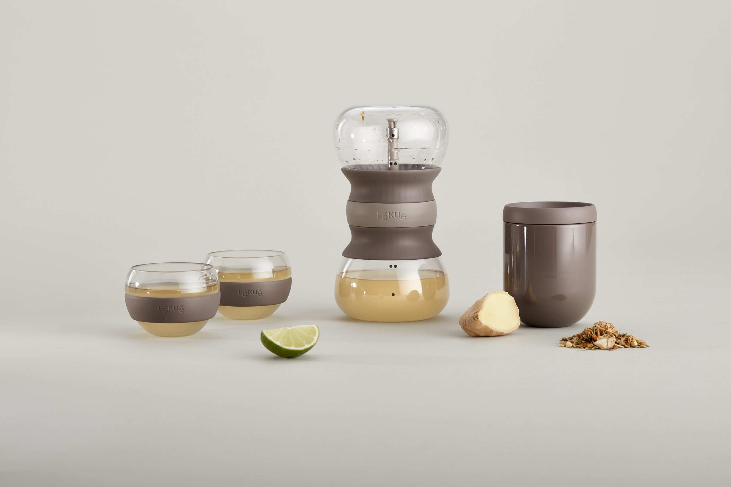 Lékué Calm Tea Ritual Kit | Tea Infuser | 2 cups | Ceramic Jar