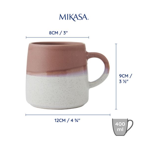 Mikasa Reactive Glazed Stoneware Mug | 400ml | Pink - Image 4