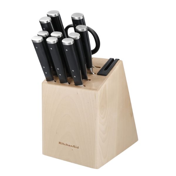 KitchenAid Gourmet Japanese Steel Knife Set | Sharpener | Birchwood | 11pcs