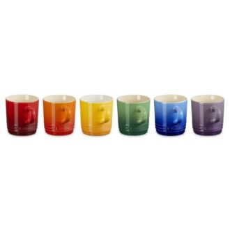 Le Creuset Stoneware Rainbow Coffee Cappuccino Mugs | 200ml | 6pcs
