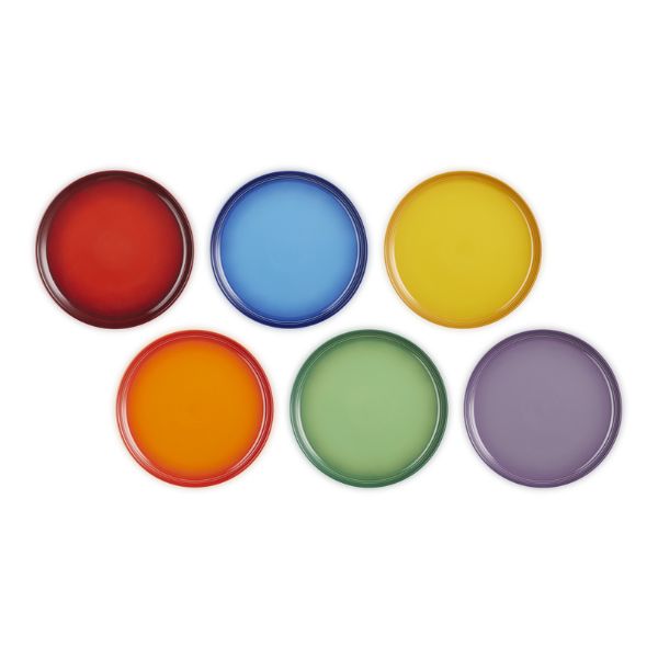 Le Creuset Stoneware Rainbow Lunch Side Plates Set | 22cm | 6pcs - Image 2