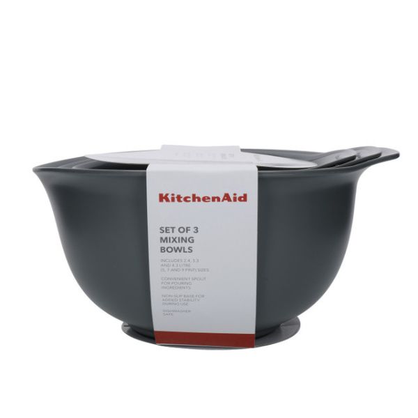 KitchenAid Nesting Mixing Bowl Set | 3pcs | Charcoal Grey - Image 4