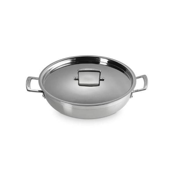 Le Creuset 3-ply Stainless Steel Non-Stick Shallow Casserole | Lid | 30cm | 4.8L - Image 2
