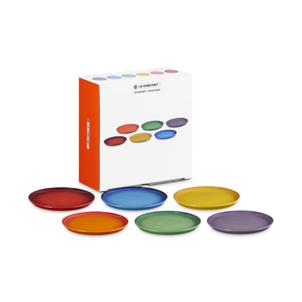 Le Creuset Stoneware Rainbow Lunch Side Plates Set | 22cm | 6pcs - Image 4